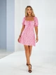 Жіноча міні сукня в квіти з вирізом каре Uaclothes 42 Рожевий (like38037-184691349) - изображение 2