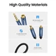 Аудіокабель UGREEN AV118 3.5mm Male to 3.5mm Female, nylon braid, 2m Black - изображение 4
