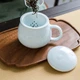 Керамічна чашка для чаю Changnan з фільтром та кришкою, чашка Jingdezhen Yingqing для дому та офісу, дизайн у формі серця лотоса в дзен-стилі - зображення 8