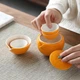 Дорожній чайний набір Sushitaoci, портативний чайний набір Orange-Thinking, керамічна чашка швидкого приготування з дорожньою сумкою - зображення 3