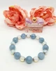 Браслет на гумці місячний камінь синтетичний та кварц тонований під аквамарин - зображення 5