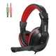 Наушники JEDEL GH-112 Gaming Headphones, проводные игровые накладные с микрофоном, 3.5 мм, кабель 2 м, черные с красным - изображение 1