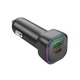 Автомобільний зарядний пристрій BOROFONE BZ28A 30W, USB-C + USB-A, PD/QC, RGB підсвітка, швидка зарядка, чорний - зображення 3