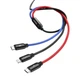 Кабель Baseus 3 в 1 Three Primary Colors USB to Lightning / Micro-USB / Type-C, 3.5A, 0.3м, швидка зарядка, чорний - зображення 3
