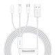 Кабель Baseus Superior Series 3 в 1 USB to Lightning / Micro-USB / Type-C, 3.5A, 1.5м, швидка зарядка, білий - зображення 1