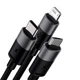 Кабель Baseus StarSpeed 3 в 1 USB to Lightning / Micro-USB / Type-C, 3.5A, 1.2м, швидка зарядка, чорний - зображення 3