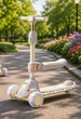 Детский трехколесный самокат с сидением (музыка, подсветка колес и деки, Bluetooth, складной) для мальчика и девочки белый (018) - изображение 1