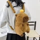 Плюшевая капибара сумка рюкзак мягкая игрушка capybara тренд с мандаринкой на голове 40 см - изображение 5