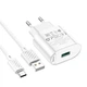 Мережевий зарядний пристрій з кабелем HOCO C109A Fighter single port QC3.0 charger set(Type-C) White - изображение 6