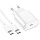 Зарядне Hoco C109A 1xType-C PD20W QC3.0 з кабелем Type-C біле - изображение 3
