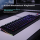 Дротова механічна клавіатура Lenovo K104 із синіми перемикачами та RGB-ефектами підсвічування, сумісна з Lenovo Legion R9000P/Y7000 для ігор та офісного використання, 104 клавіші, клавіатура PUBG, чорно-сині перемикачі - зображення 2