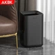 Мусорное ведро AKBK из нержавеющей стали, 15 л, черное, для дома, гостиной, кухни, ванной комнаты, роскошного отеля, офиса, большая квадратная форма. - изображение 1