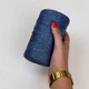 Шнур плетений з люрексом YarnArt macrame cotton Lurex 2мм джинс люрекс срібло №730 - изображение 3