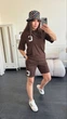Костюм летний женский в рубчик коричневого цвета 38074 54/56 - изображение 2