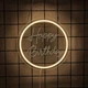 Світлодіодний Світильник Неоновий Happy Birthday Настінний Круглий 26см Жовте Тепле Світло - зображення 2