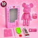 Фигурка для выкладки стразами Алмазная мозаика ColorArt Мишка 5D розовый 23см + Подарок лак для покрытия - изображение 2