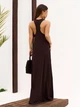 Макси кулирное платье-майка трапеция без рукавов ISSA PLUS 15701 L темно-коричневое (issa2007682828241) - изображение 3