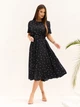 Классическое платье в горошек с коротким рукавом Old Money ISSA PLUS 15696 XL черное (issa2007682828401) - изображение 1