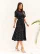 Классическое платье в горошек с коротким рукавом Old Money ISSA PLUS 15696 L черное (issa2007682828395) - изображение 2