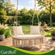 Двухместная подвесное кресло-качалка Gardlov 21855 (до 300 кг) - Крупная качели «Гнездо аистки» с 3 подушками, кремовая - изображение 7