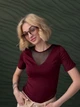 Женская футболка с полупрозрачным декольте Fashion 42/44 бордовый - изображение 2
