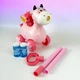Игрушка каталка Коровка детская для мыльных пузырей с подсветкой с раствором в комплекте 2шт, генератор мыльных пузырей на батарейках, с музыкой и светом- - изображение 3