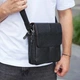 Кожаная мужская сумка планшет через плечо Tiding Bag M1254A компактный черный мессенджер для города - изображение 2