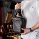 Мужская кожаная сумка с клапаном Tiding Bag TD-20033 24×20×6 черная — вместительный мессенджер планшет через плечо - изображение 3