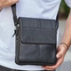Кожаная мужская сумка планшет через плечо Tiding Bag M1254A компактный черный мессенджер для города - изображение 8