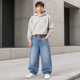 Джинси YZTH для хлопчика підлітка широкі skater baggy на гумці,Блакитний 170 - зображення 3