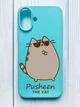 Матовый бирюзовый чехол на iPhone 16 Plus Пушин кот (принт 424) - изображение 1