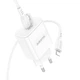 Мережевий Зарядний Пристрій Borofone BA81A 1USB-C PD/QC 20W+Type-C to Lightning Бiлий - зображення 6