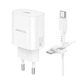 Мережевий Зарядний Пристрій Borofone BA82A 1USB-C PD/QC 25W+Type-C to Type-C Бiлий - зображення 5