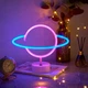 Неоновий нічник Планета, світильник, USB, живлення через PowerBank та батарейки, синій+рожевий (WLS-QX-NH2403BP) - зображення 2