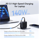 Сетевое зарядное устройство Baseus GaN EnerFill FH11 2Type-C+USB 140W E0121J Black - изображение 3