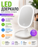 Косметичне складане настільне LED з підсвіткою овальне регульований кут живлення від акумулятора та USB для макіяжу догляду за шкірою компактне дорожнє білий корпус модель YB 021 аксесуар - зображення 1