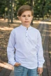 Рубашка для мальчика Varetti (Турция), длинный рукав, лен с хлопком, воротник-стойка Белый 158 - изображение 1