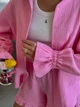 Женский костюм муслиновый розовый M -L г1457.01 - изображение 4