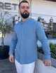 Рубашка мужская из муслина 32763 3XL голубая - изображение 3