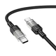 Кабель HOCO U129 Spirit USB Type-C to USB Type-C 60W, прозрачный кабель для быстрой зарядки и передачи данных, 1.2 м, черный - изображение 1