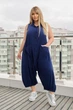 Женское комбинезон-платье в стиле бохо SOLINNA, софт, большие размеры 46–56 LI-6614 Синий, 54-56 - изображение 5