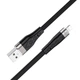 Кабель HOCO X53 USB to iP 2.4A, 1m, silicone, aluminum connectors, Black - изображение 1