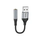 Аудiокабель HOCO LS36 USB-A to 3.5mm female, nylon braid, 0,12m, Black - зображення 1