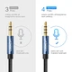 Аудіокабель UGREEN AV118 3.5mm Male to 3.5mm Female, nylon braid, 2m Black - изображение 5