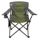 Стул туристический складной CampMaster Classic 300 до 150 кг с подстаканниками и карманами, кемпинговый стул-зонтик с подлокотниками, стальной каркас, зеленый - изображение 1