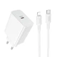 Мережевий зарядний пристрій BOROFONE BA107A Stellar single port PD30W charger set (C to iP) (EU) White - зображення 1