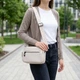 Удобная женская сумка с накладным карманом из натуральной кожи Vintage 22642 Белая - изображение 2