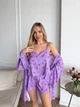 Піжама жіноча трійка халат майка шорти Priscilla Collection L-XL фіолетовий - зображення 4