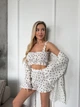 Пижама женская тройка халат топ шорты Olivia Collection S-M молочный - изображение 2