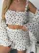 Пижама женская тройка халат топ шорты Olivia Collection S-M молочный - изображение 3